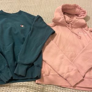 2 champion sweatshirts available for sale. $10 each.